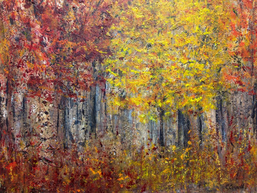 Fall Colors No. 1, mixed media on canvas, 22 1/2"H x 27 1/2"W